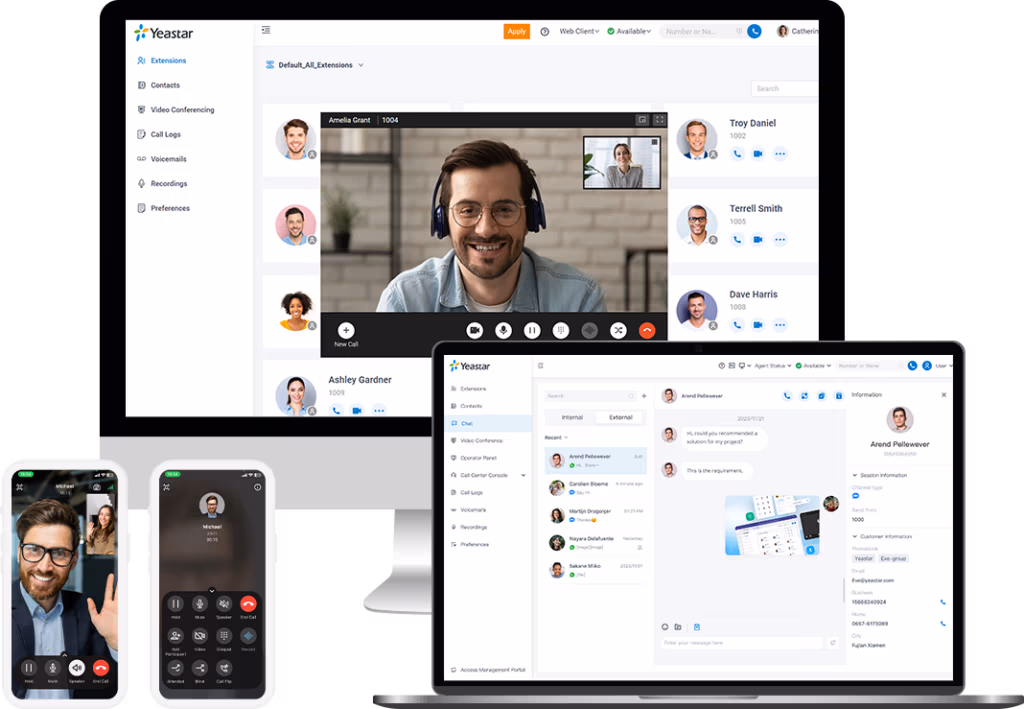 Yeastar Cloud Telefonanlage mit Smartphone-App für mobile Mitarbeiter