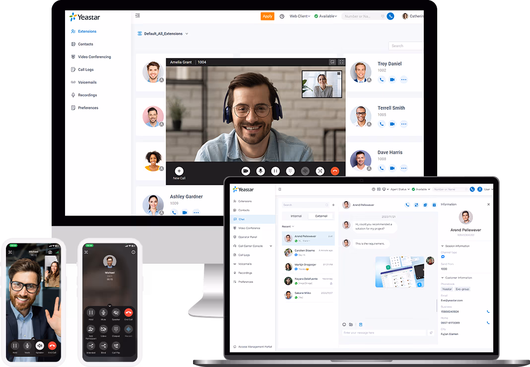 Yeastar Cloud Telefonanlage mit Smartphone-App für mobile Mitarbeiter