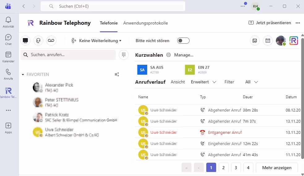 Alcatel Rainbow Connector in Microsoft Teams für Enterprise-Telefonie