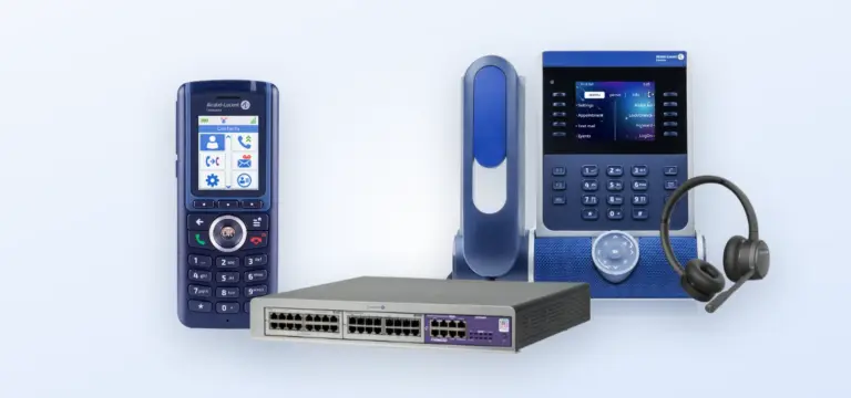 Alcatel-Lucent OXO Connect Telefonanlage mit ALE-Tischtelefon, DECT-Mobilteil und Headset