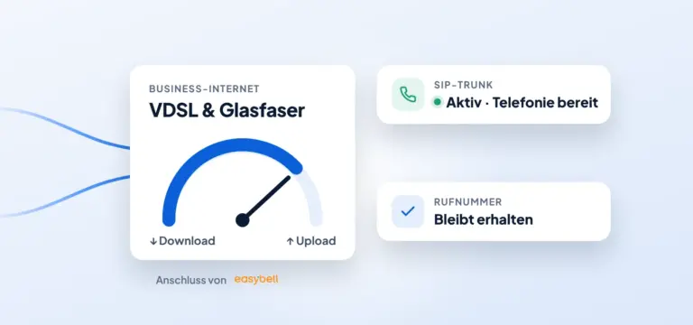 Business-Internet per VDSL und Glasfaser mit SIP-Trunk und Rufnummernmitnahme von easybell